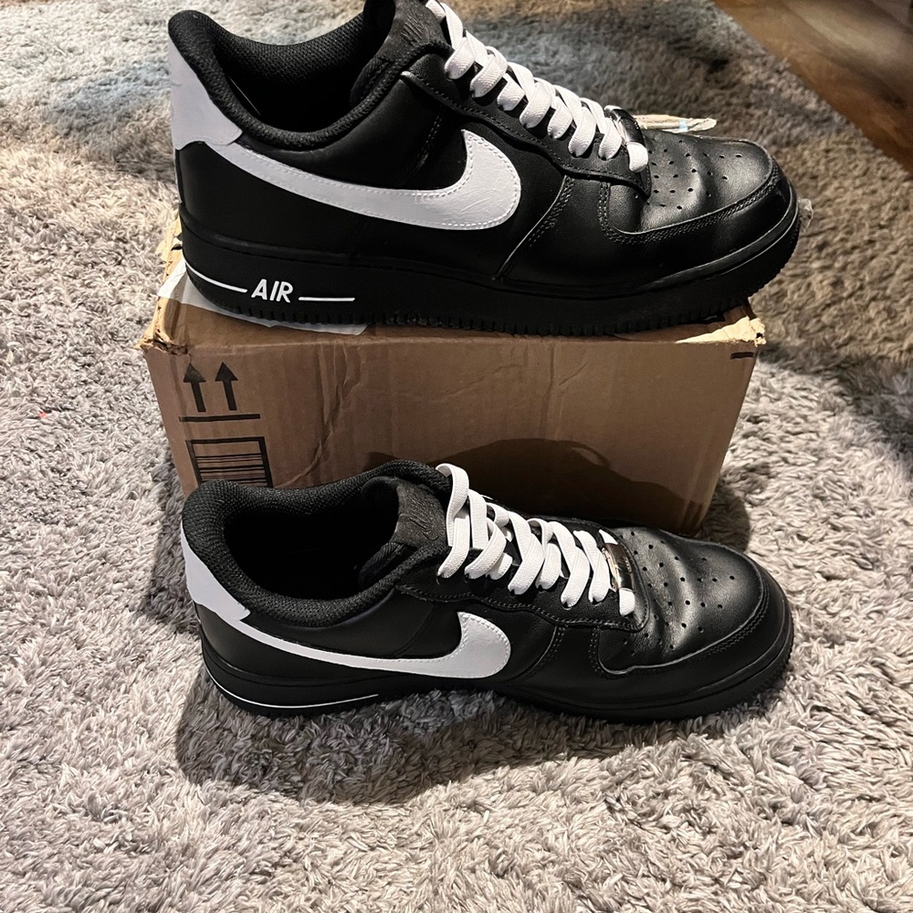 Nike Men's Classic Black and White Sneakers Customized (Black with White) - Picture 2 of 6